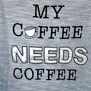 Women's Secret Treasures "my coffee needs coffee" 3/4 sleeve sweater XL